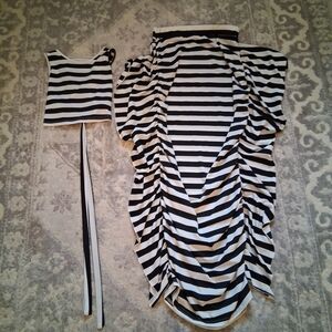 SHEIN Black and White Striped Skirt Set